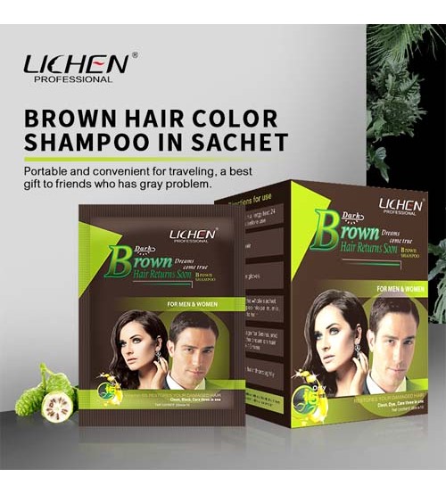 Lichen Brown Sachets Hair Dye Shampoo 20ml 10pcs Box